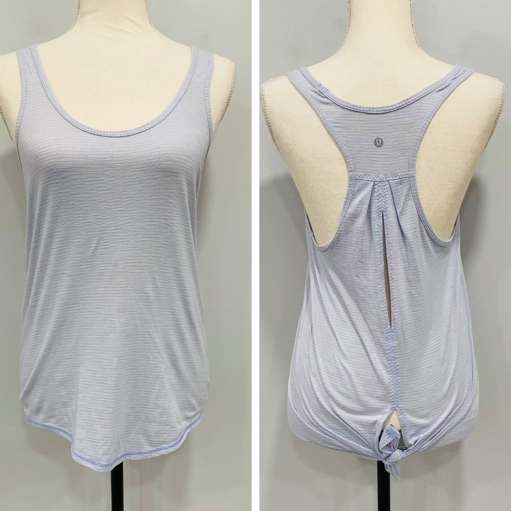 LULULEMON 8 Salute the Sun Tank Top Heathered Chalk Athletic Sports Lightweight